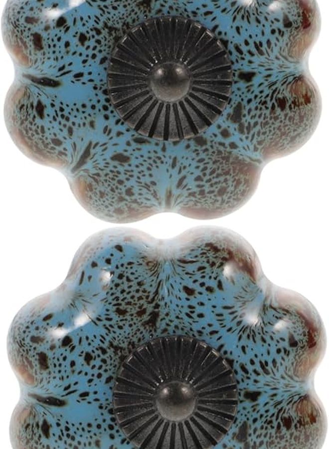 Vintage Leopard Print Ceramic Cabinet Knobs 2Pcs Drawer Pulls For Kitchen Cupboard Dresser - Image 1